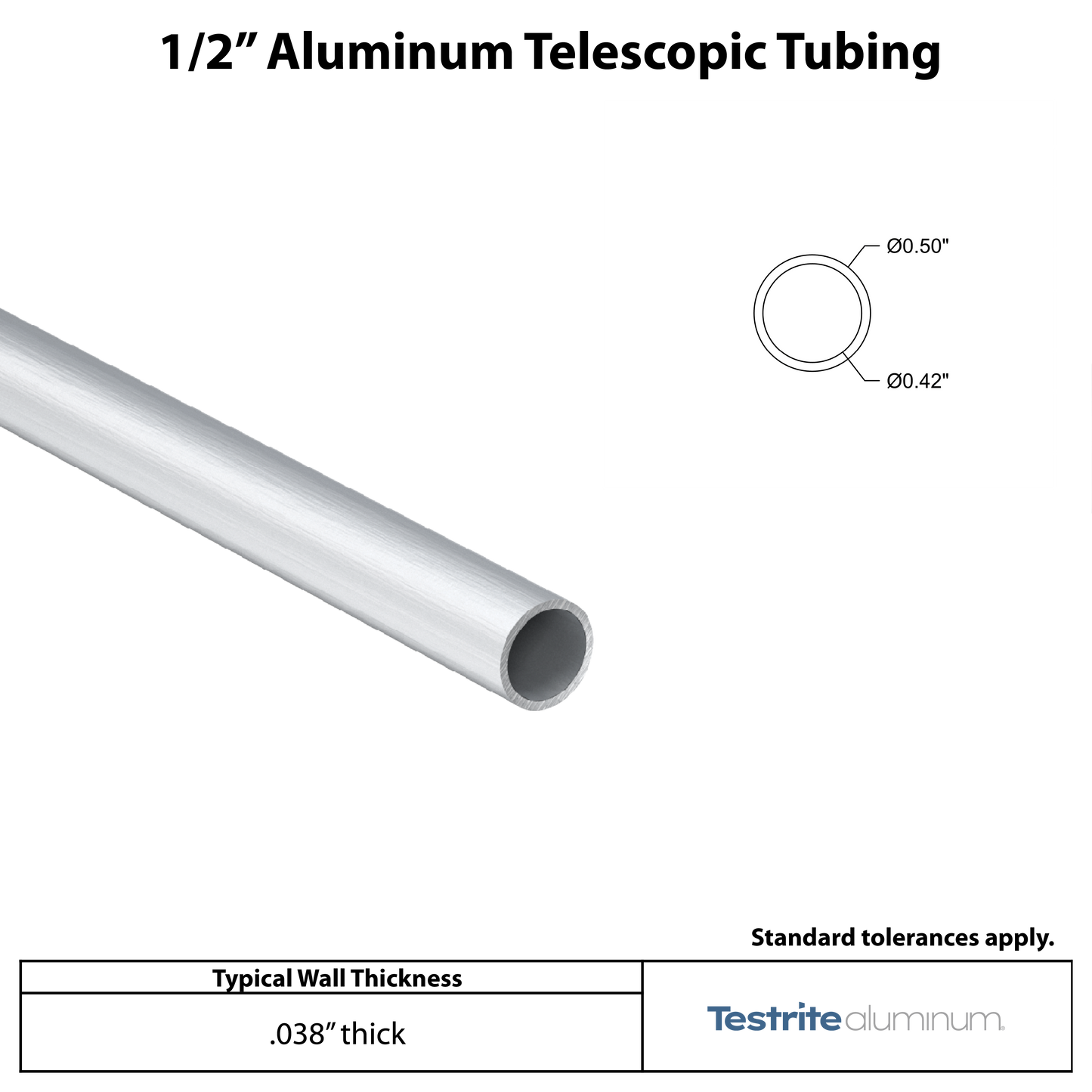 1/2" Aluminum Round Telescopic Tube